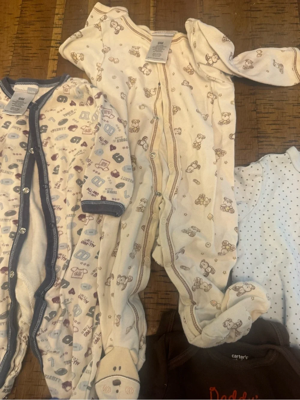 Carter's etc 9 month Printed Fleece & Mixed Neutral Baby One-Piece Sleepers Set